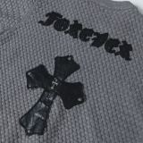 Chrome Hearts Applique Leather Patch Knit Long Sleeve Cardigan - Gray 261013