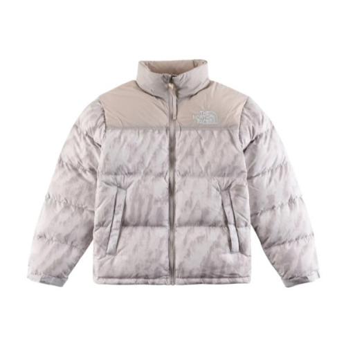 The North Face 1996 Color-Block Logo Embroidered Print Down Jacket - Warm Gray 261013