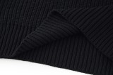Louis Vuitton Pearl Aviator Brooch Spread Collar Long Sleeve Half-Zip Knit Sweater - Black 261013