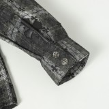 Chrome Hearts Plaid Check Leather Patch Cross Metal Button Patch Pocket Long Sleeve Jacket - Dark Gray 261020