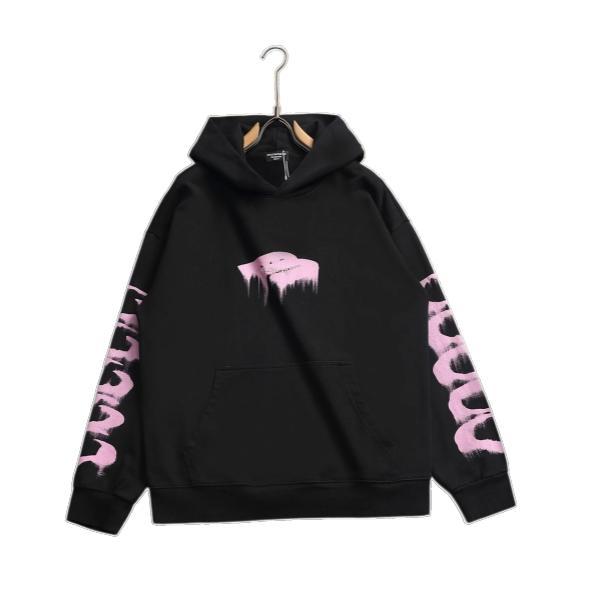 Balenciaga 26FW Mud-Dye Double B Hand-Painted Graffiti Heavyweight Long Sleeve Hooded Jacket - Charcoal 261020