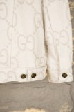 Gucci GG Jacquard Long Sleeve Denim Jacket - White 261020
