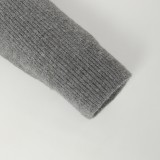 Dior V-Neck CD Letter Logo Long Sleeve Knit Top - Gray 261020