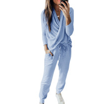 Blue Long Sleeve Pants Pajama Set TQK710109-5