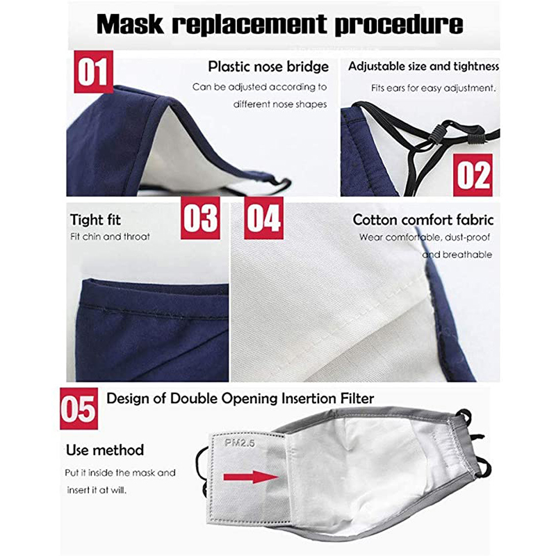 US$ 2.88 - Purple Pure Cotton Face Masks with 2pcs Filter Elements H00278-8  - m.sebowel.net