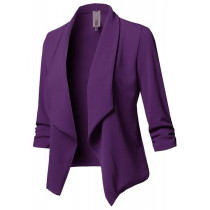Purple Long Fold Sleeve Blazer TQK260018-8