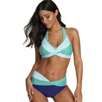 Green Polka Dot Push Up Bikini Swimsuit TQS610025-9
