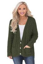 Olive Button the Deep V Front Cable Sweater Cardigan