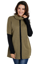 Army Green Individual Cowl Neck Pullover Sweater