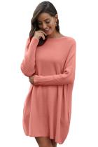 Pink Oversized Batwing Sleeve Sweater Dress LC270072-10