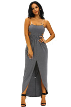 Charcoal Draped Hollow-out Maxi Dress