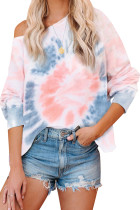 Pink Tie Dye Pullover Long Sleeve Top LC455004-1