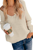 Apricot Carry On Knit V Neck Pullover Sweater LC270051-18