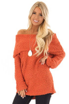 Orange Off The Shoulder Comfy Sweater LC27992-14