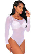 White Long Sleeve Sheer Mesh Bodysuit LC32000-1