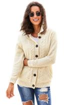 Beige Fur Hood Knit Sweater LC270012-15