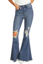 Sky Blue Zip up Bell Jeans LC786295-4
