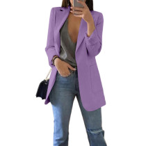 Purple Turndown Collar Blazer With Pockets TQK260012-8