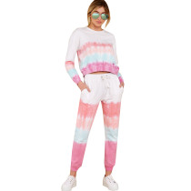 Pink Tie Dye Long Sleeve Pant Joggers Set TQK710108-10