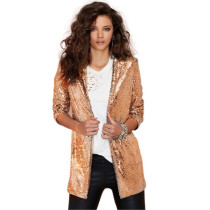 Gold Sequined Clubwear Blazer with Pockets TQK260014-12