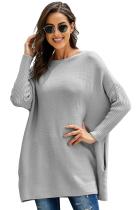 Gray Oversized Batwing Sleeve Sweater Dress LC270072-11