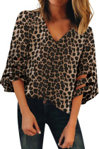 Leopard 3/4 Flared Sleeve Blouse LC252219-20