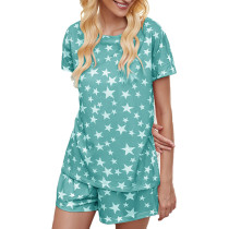 Aquamarine Star Print Home Wear Pajamas Set TQK710041-45