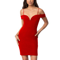 Red Spaghetti Strap Evening Midi Dress TQK310315-3