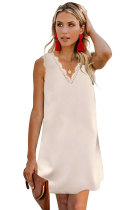 Apricot Eyelash V Neck Sleeveless Shift Mini Dress LC221250-18