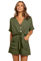 Army Green V Neck Tunic Romper with Pockets LC64711-9