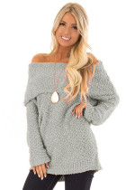 Gray Off The Shoulder Comfy Sweater LC27992-11