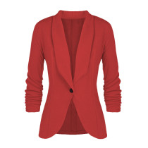 Red Fold Sleeve Office Blazer Suit
