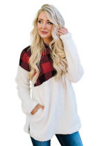 Red Fuzzy Pullover with Plaid Detail LC85287-3
