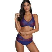 Purple Polka Dot Push Up Bikini Swimsuit TQS610025-8