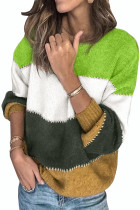 Green Pullover Colorblock Winter Sweater LC272007-9