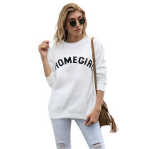 Cotton Blend HOMEGIRL Print White Sweatshirt TQK230173-1D