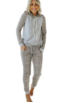 Gray Leopard Print Hoodie and Joggers Set LC62755-11