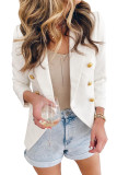 White Double Breasted Long Sleeve Novelty Button Blazer LC852062-1