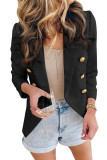 Black Double Breasted Long Sleeve Novelty Button Blazer LC852062-2