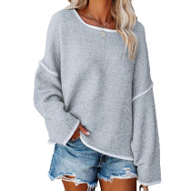 Light Gray Simple Design Loose Pullover Sweater TQK271177-25