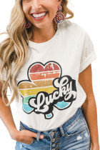 Lucky Retro Rainbow Clover Graphic Tee LC2522463-1