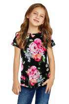 Black Blooming Floral Little Girls’ T-shirt TZ25150-2