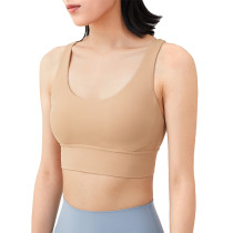 Khaki Cross Back Comfort Pushed Yoga Vest Bra TQE17158-21