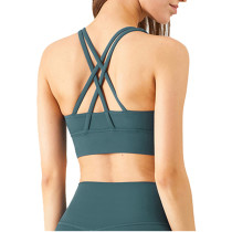Moss Green Cross Back Comfort Pushed Yoga Vest Bra TQE17158-203