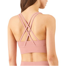 Pink Cross Back Comfort Pushed Yoga Vest Bra TQE17158-10
