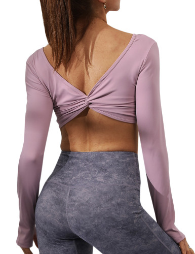 Gorgeous Rose Double-side Wear Long Sleeve Yoga Top TQE10100-228