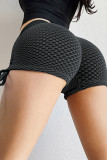 Black Side Drawstring Anti Cellulite High Waist Scrunch Butt Lift Shorts LC263610-2