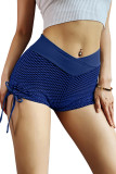 Blue Side Drawstring Anti Cellulite High Waist Scrunch Butt Lift Shorts LC263610-5