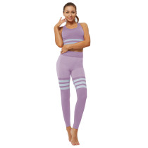 Purple Splice Stripes Seamless Yoga Set TQE980187-8