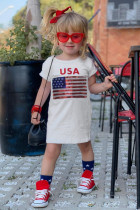 USA Flag Print Little Girls T-shirt Dress TZ61135-1